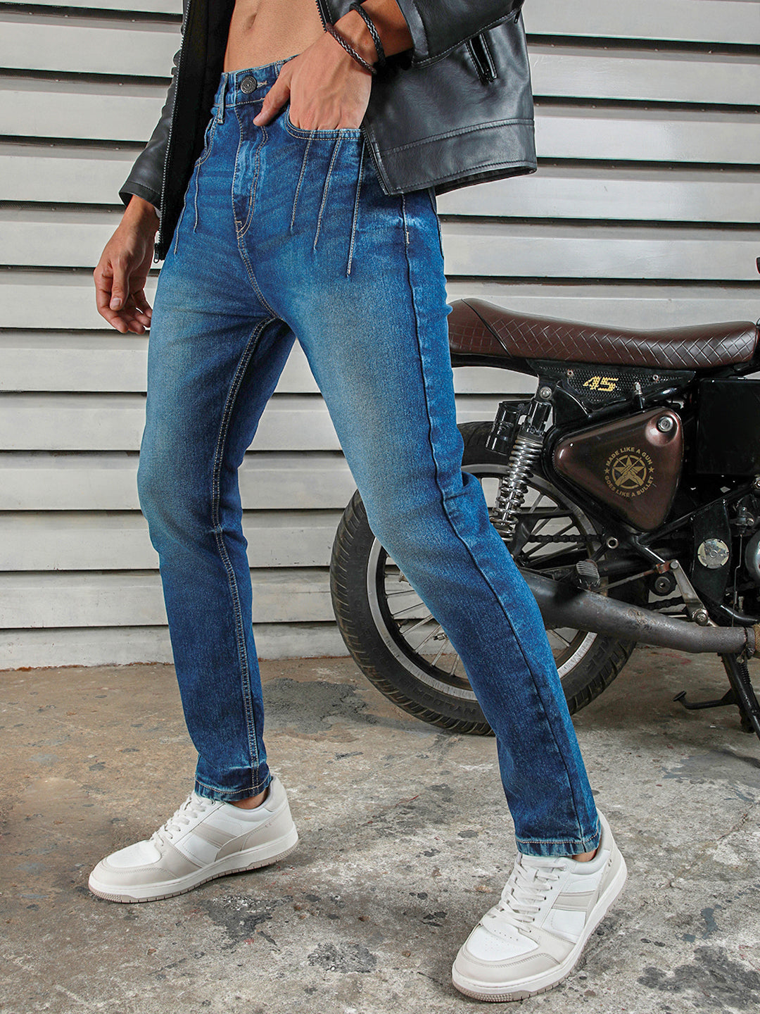 Men Straight Tappered Fit Heavy Fade Cotton Jeans