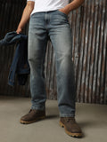 Men Washed Cotton Straight Fit Mid-rise   Jeans