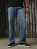 Men Washed Cotton Straight Fit Mid- Rise   Jeans