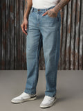 Men Washed Cotton Straight Fit Mid- Rise   Jeans