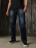 Men Washed Cotton Straight Fit Mid- Rise   Jeans