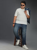 Men Plus Size Tapered Fit Mid-Rise Clean Look Pure Cotton Jeans