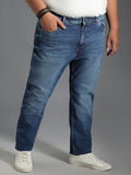 Plus Size Men Mid-Rise Tapered Fit Heavy Fade Pure Cotton Jeans