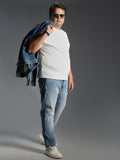 Plus Size Men Mid-Rise Tapered Fit Heavy Fade Pure Cotton Jeans