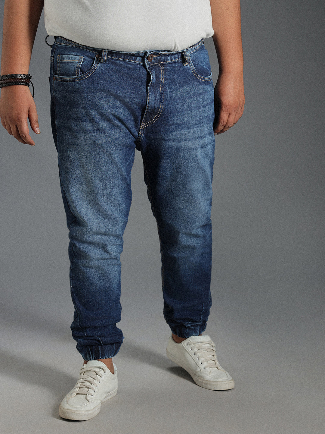 Plus Size Men Tapered jogger Fit Pure Cotton Jeans