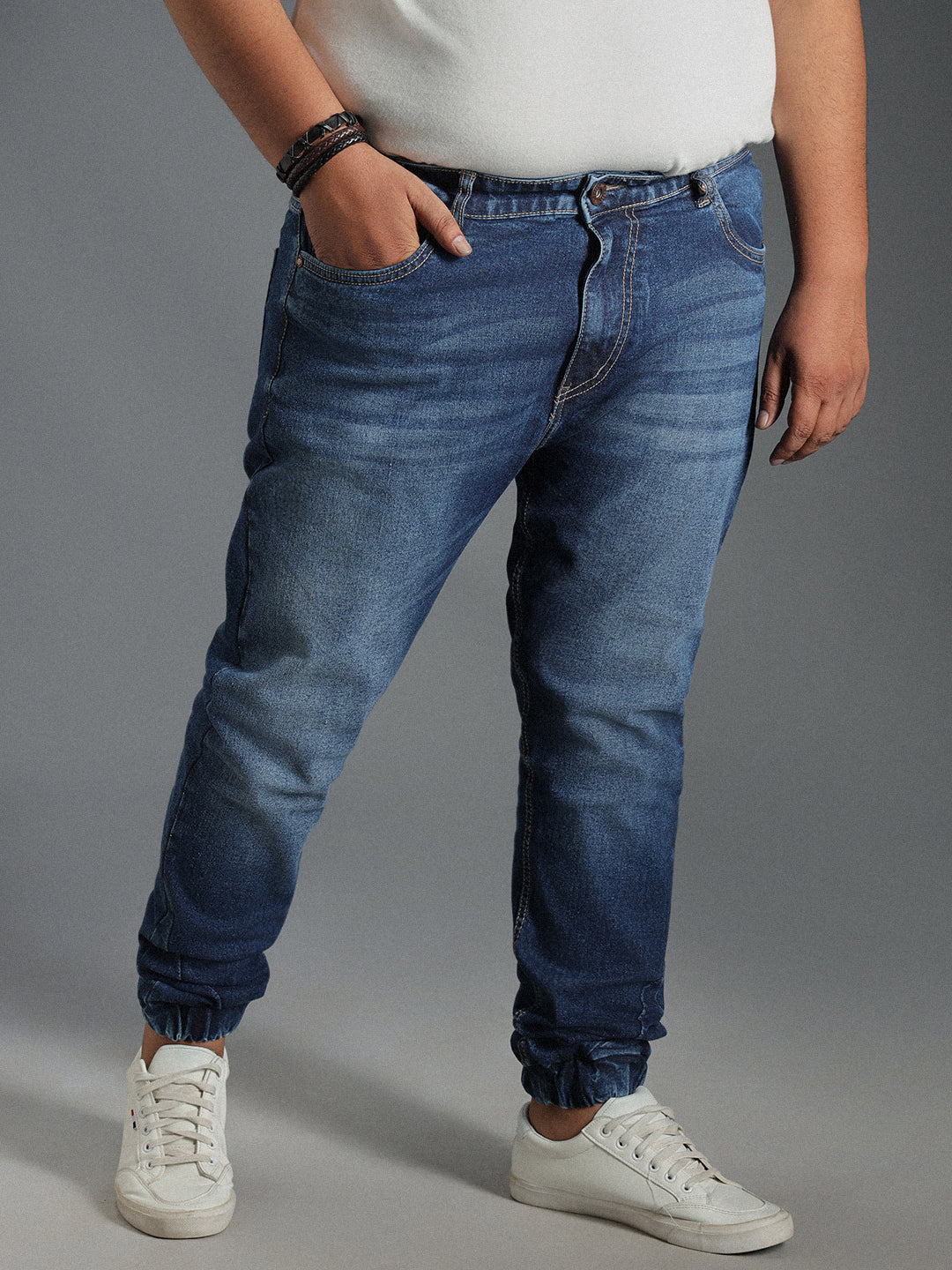 Plus Size Men Tapered jogger Fit Pure Cotton Jeans