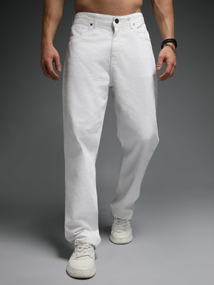 Men Straight Fit Mid-Rise Clean Look Cotton Jeans