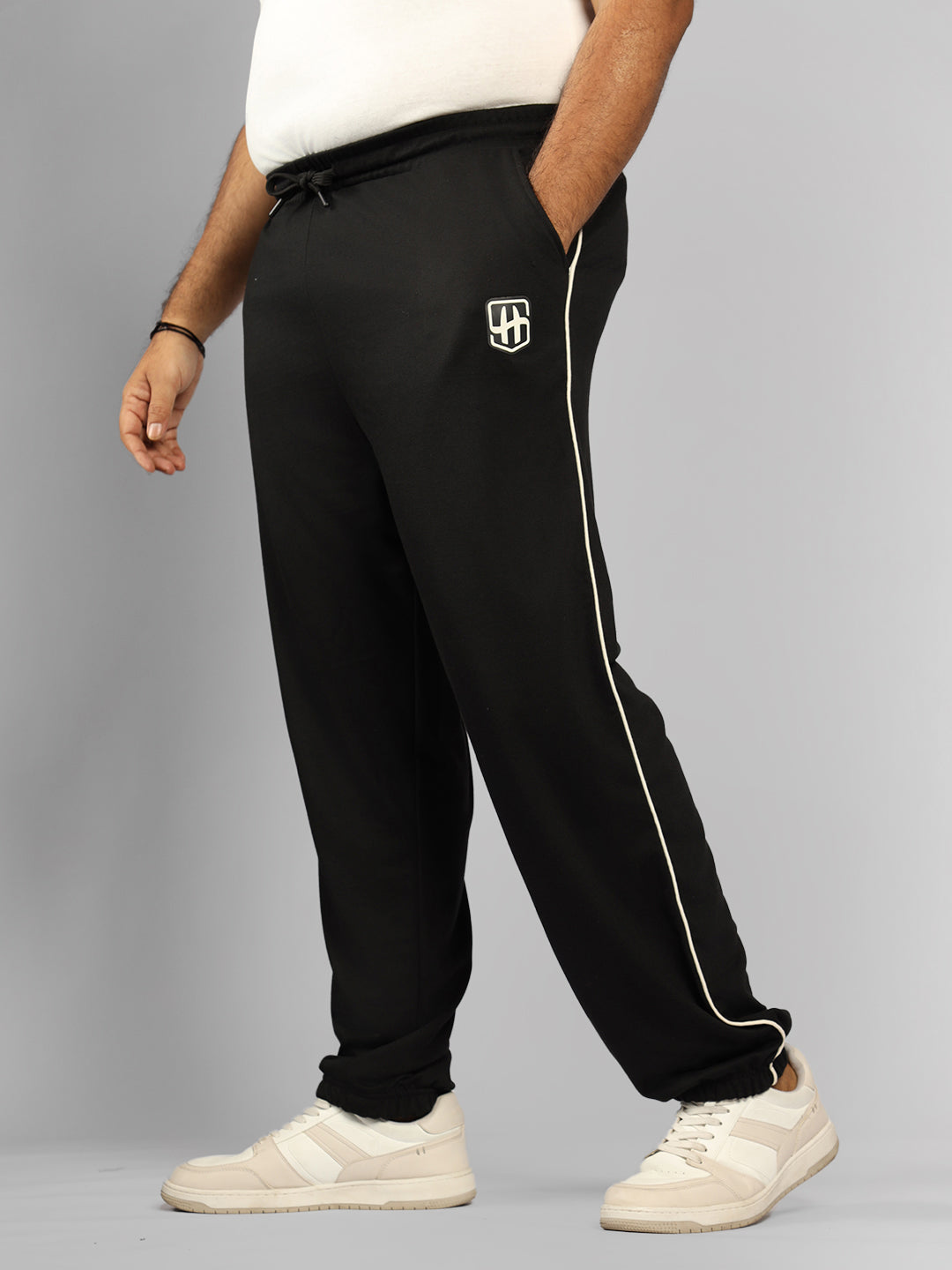 Men Plus Size Regular Fit Stretchable Joggers Trackpants