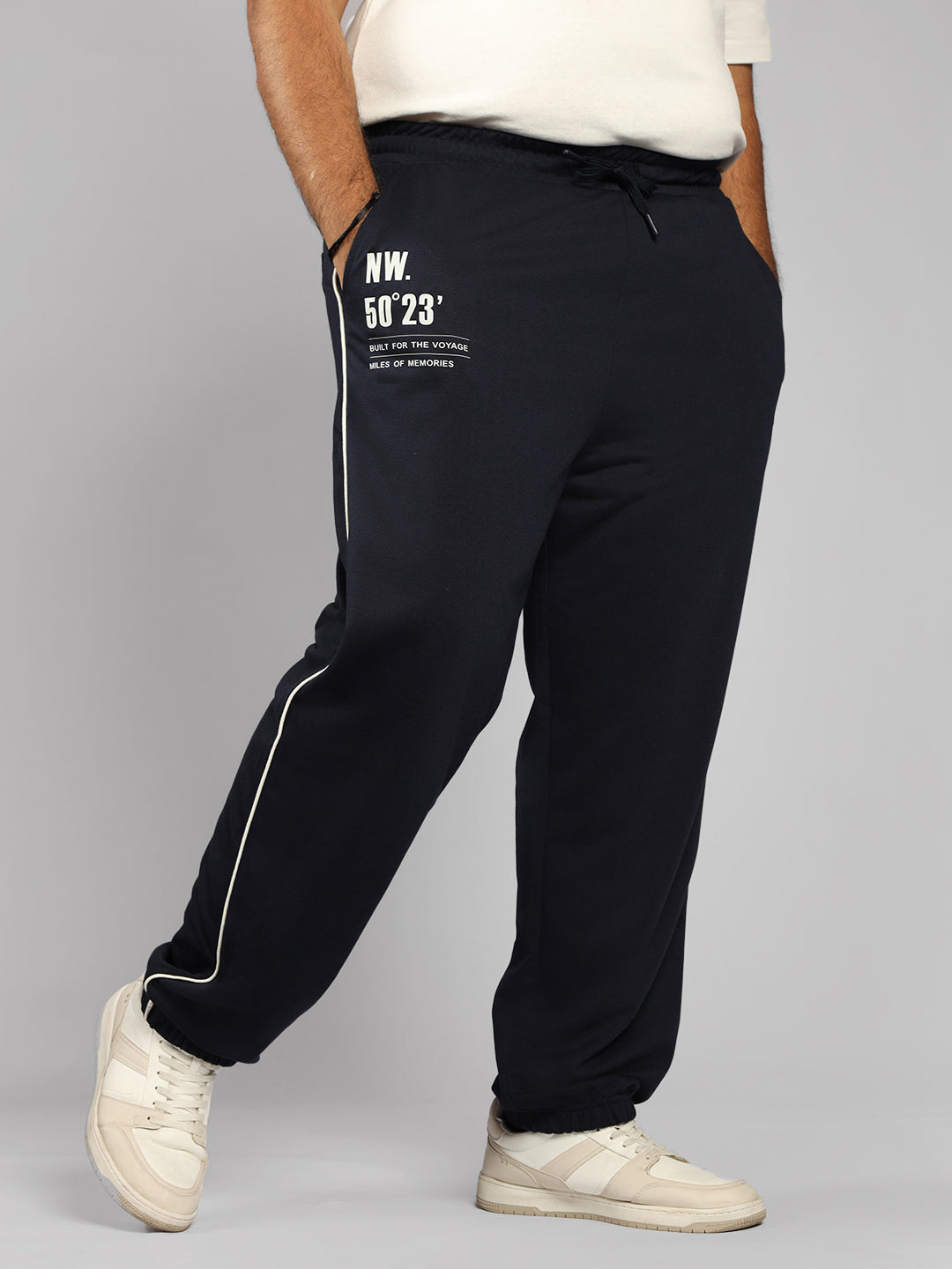 Men Plus Size Regular Fit Stretchable Joggers Trackpants