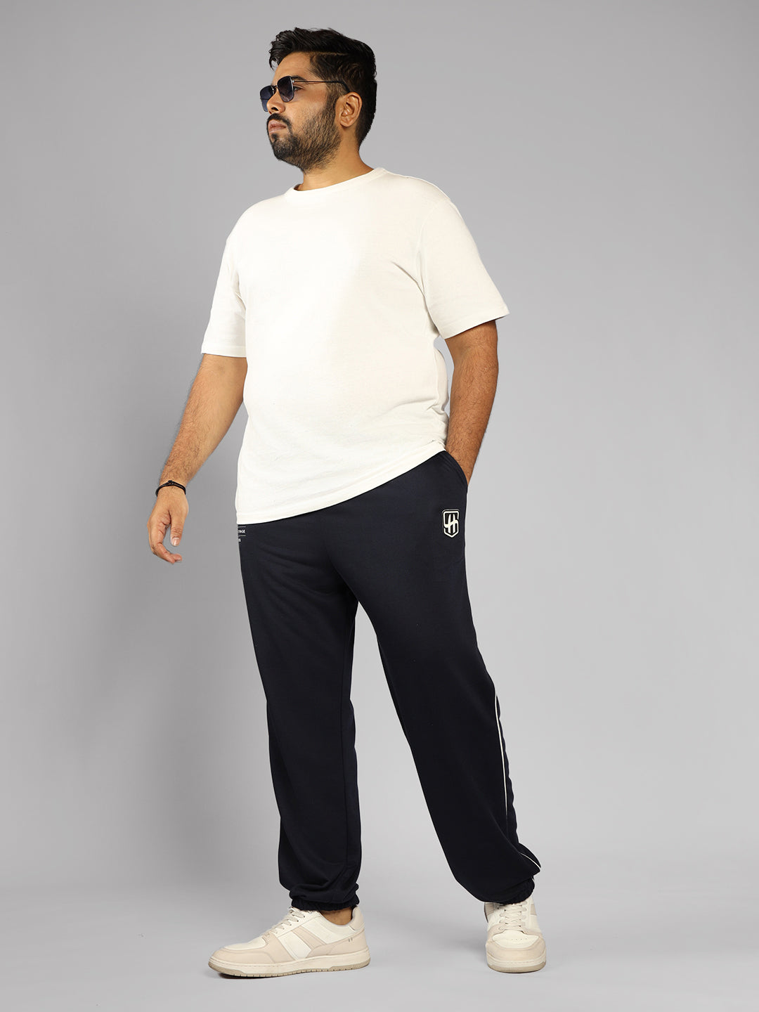 Men Plus Size Regular Fit Stretchable Joggers Trackpants