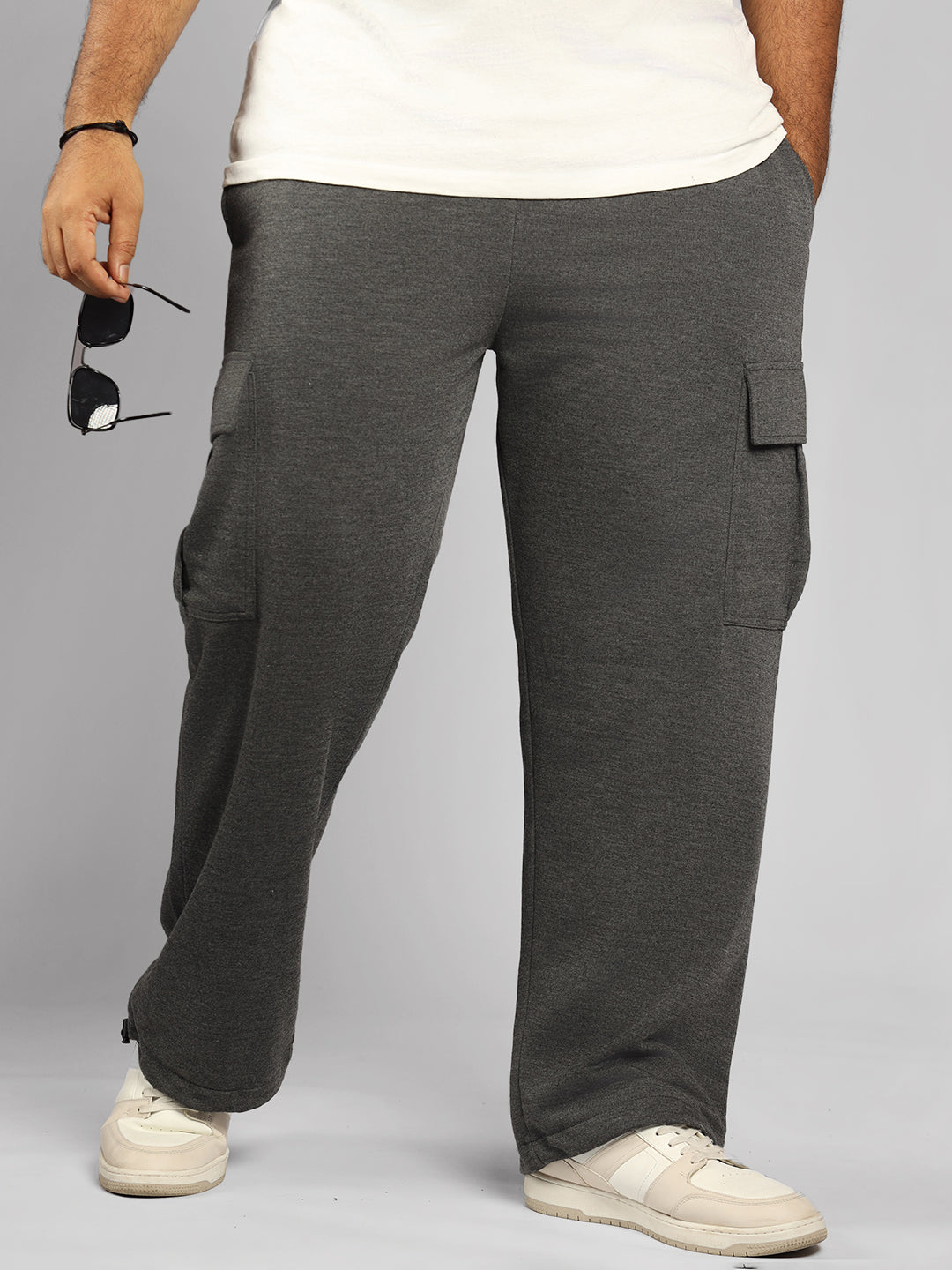 Men Plus Size Regular Fit Stretchable Joggers Trackpants