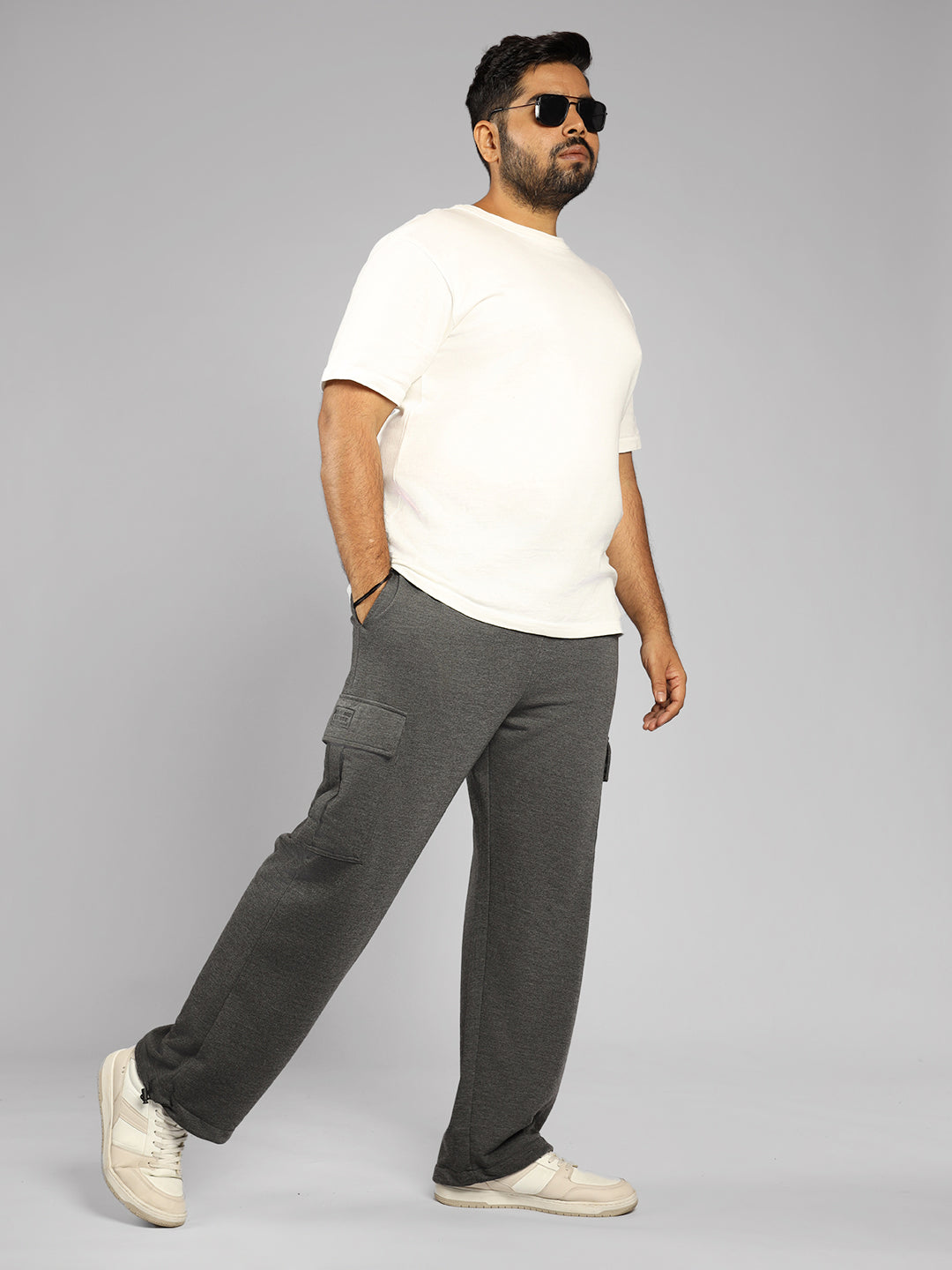 Men Plus Size Regular Fit Stretchable Joggers Trackpants