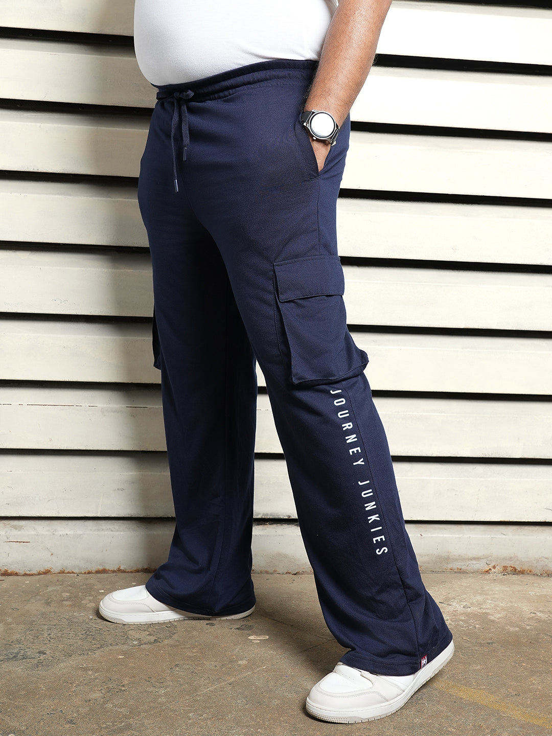 Men Plus Size Regular Fit Stretchable Joggers Trackpants