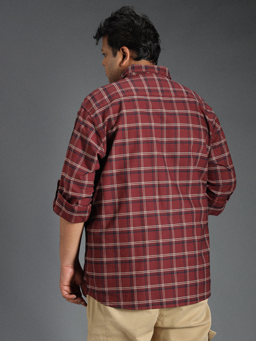 Plus Size Classic Tartan Checked Cotton Casual Shirt