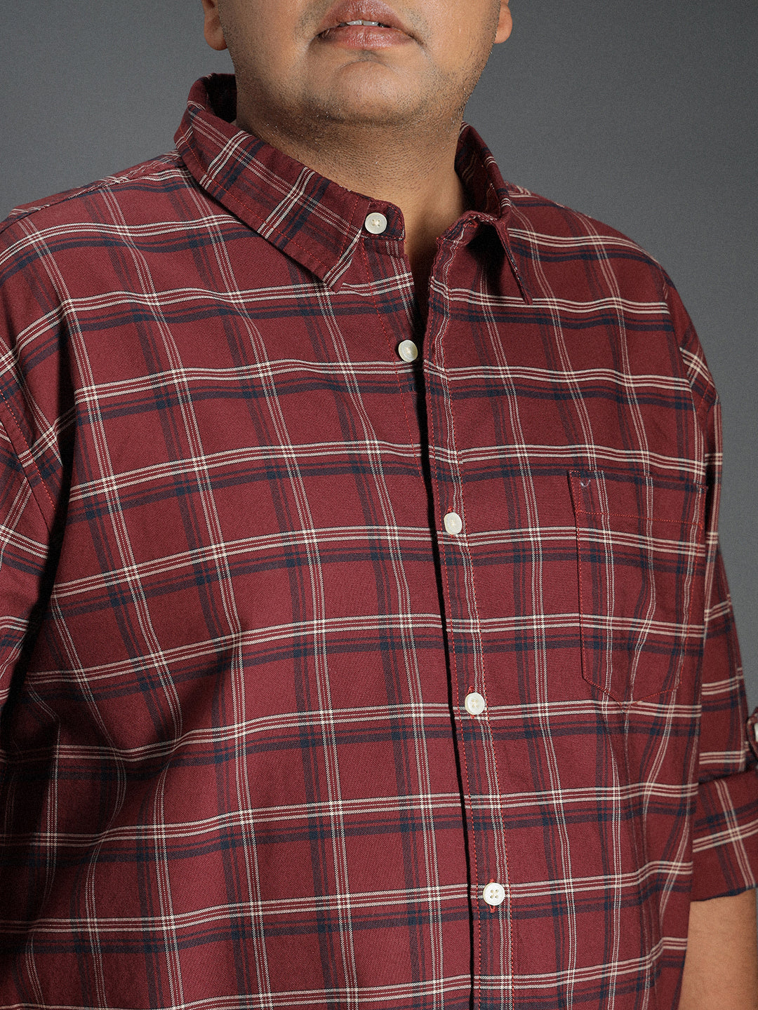 Plus Size Classic Tartan Checked Cotton Casual Shirt