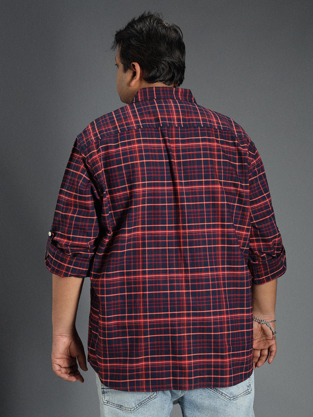 Plus Size Classic Tartan Checked Cotton Casual Shirt