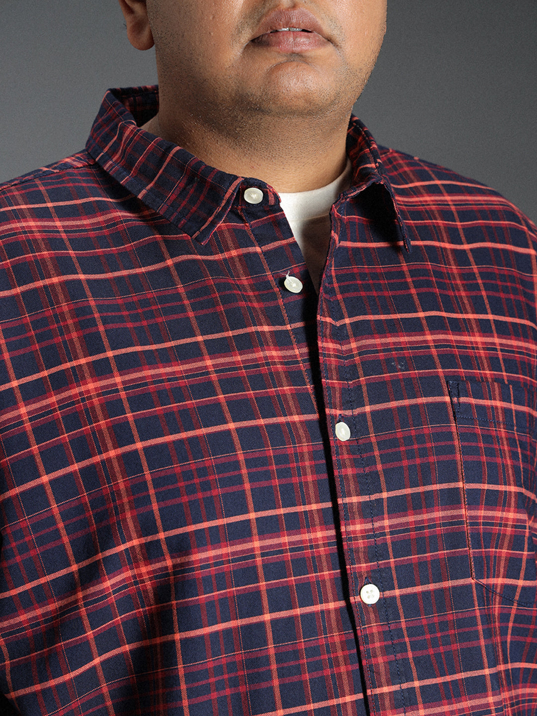 Plus Size Classic Tartan Checked Cotton Casual Shirt