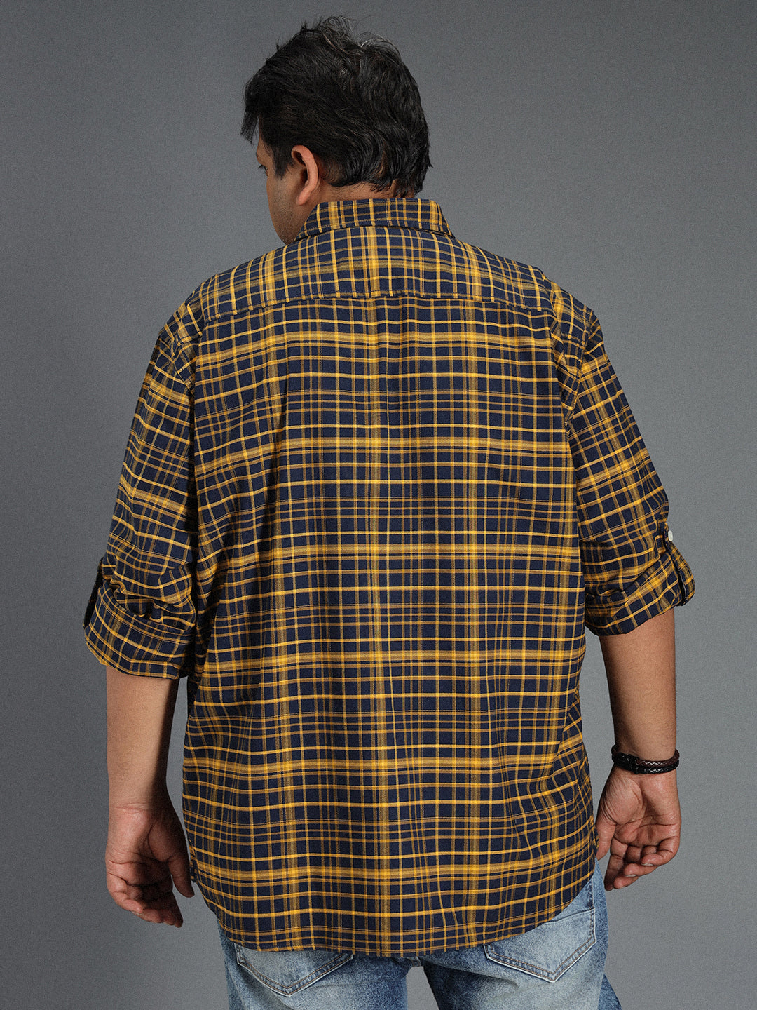 Plus Size Classic Tartan Checked Cotton Casual Shirt