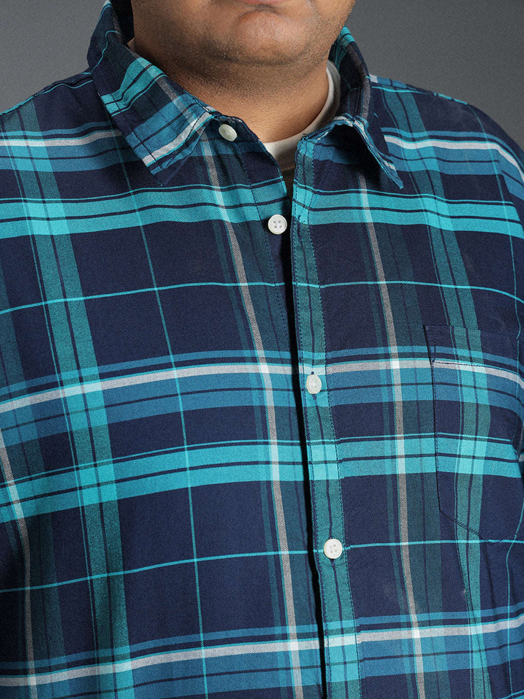 Plus Size Classic Tartan Checked Cotton Casual Shirt