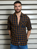 Men Cotton Spread Collar Long Sleeves Checked Regular Fit Casual Shirts