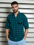 Men Cotton Spread Collar Long Sleeves Checked Regular Fit Casual Shirts