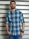 Men Cotton Spread Collar Long Sleeves Checked Regular Fit Casual Shirts