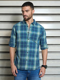 Men Cotton Spread Collar Long Sleeves Checked Regular Fit Casual Shirts