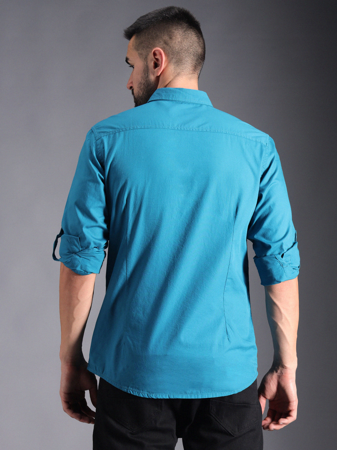 Classic Roll Up Sleeves Pure Cotton Casual Shirt