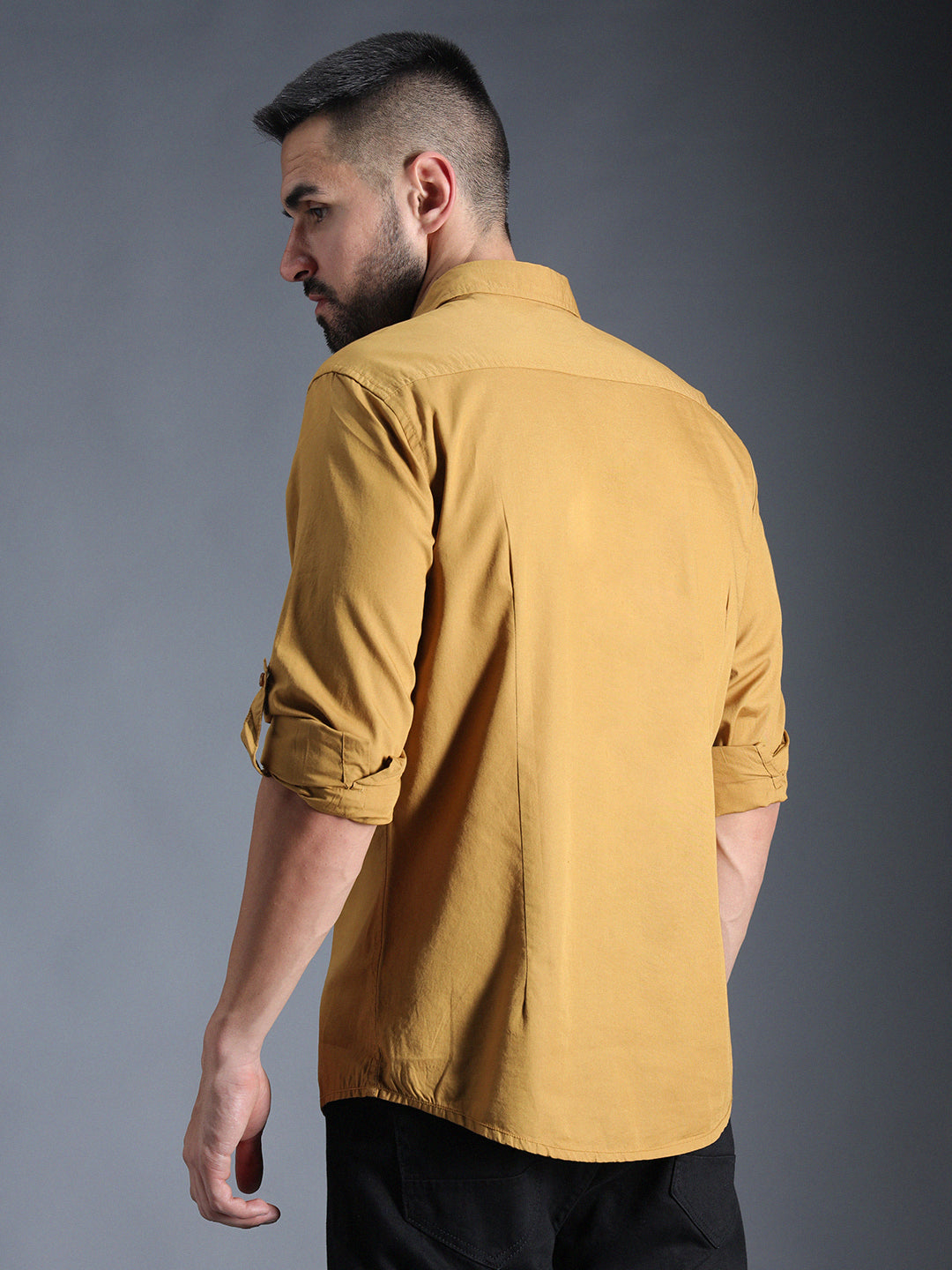 Classic Roll Up Sleeves Pure Cotton Casual Shirt