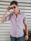 Classic Spread Collar Roll Up Sleeves Cotton Casual Shirt