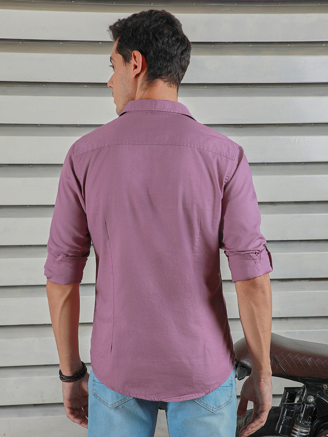 Classic Spread Collar Roll Up Sleeves Cotton Casual Shirt