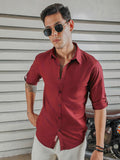 Classic Spread Collar Roll Up Sleeves Cotton Casual Shirt