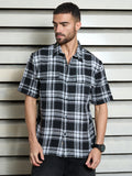 Men Cotton Spread Collar Short Sleeves Checked Regular Fit Casual Shirts