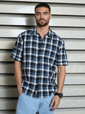 Men Cotton Spread Collar Short Sleeves Checked Regular Fit Casual Shirts