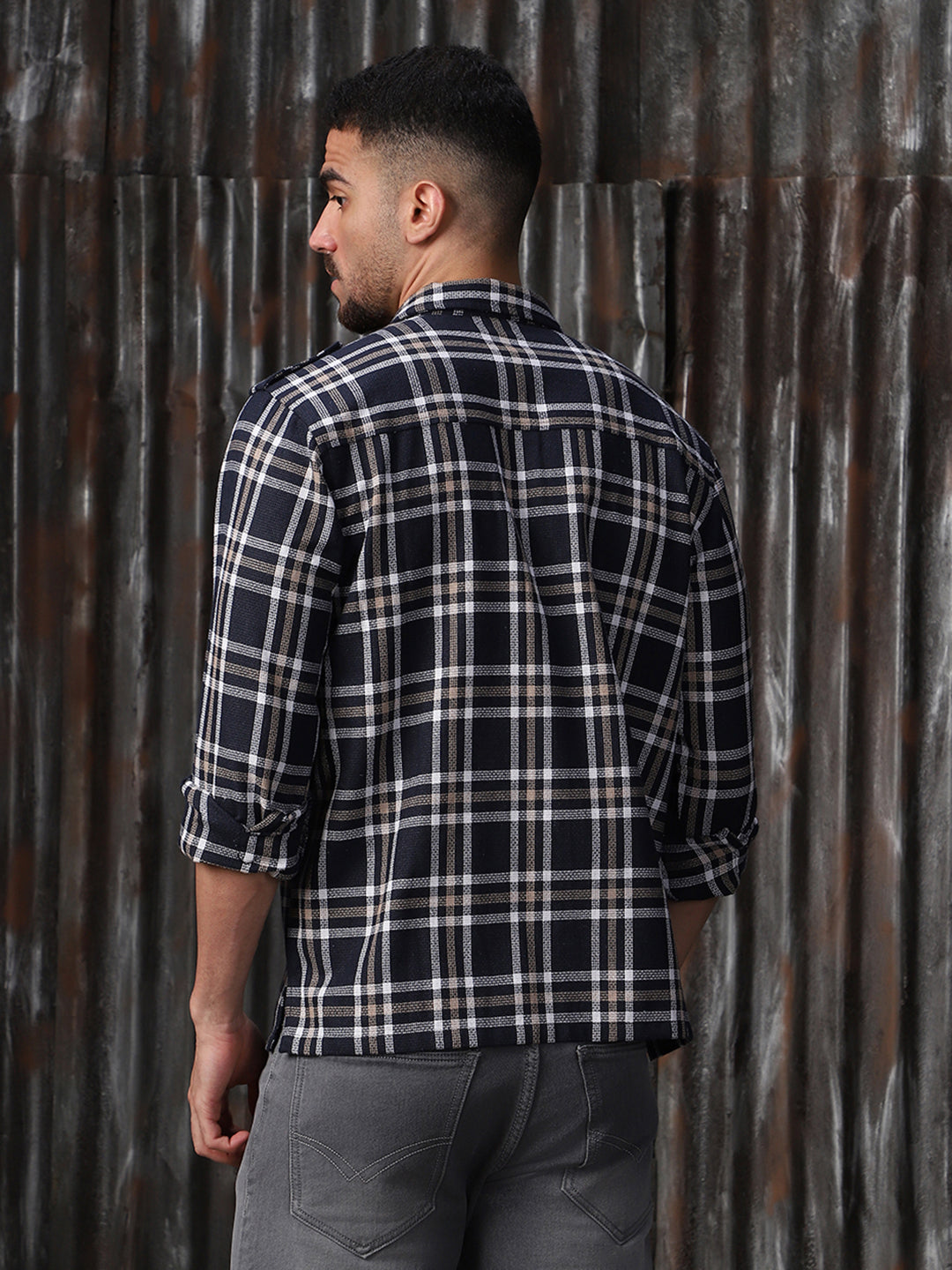 High Star Men Relaxed Tartan Checks Opaque Checked Casual Shirt