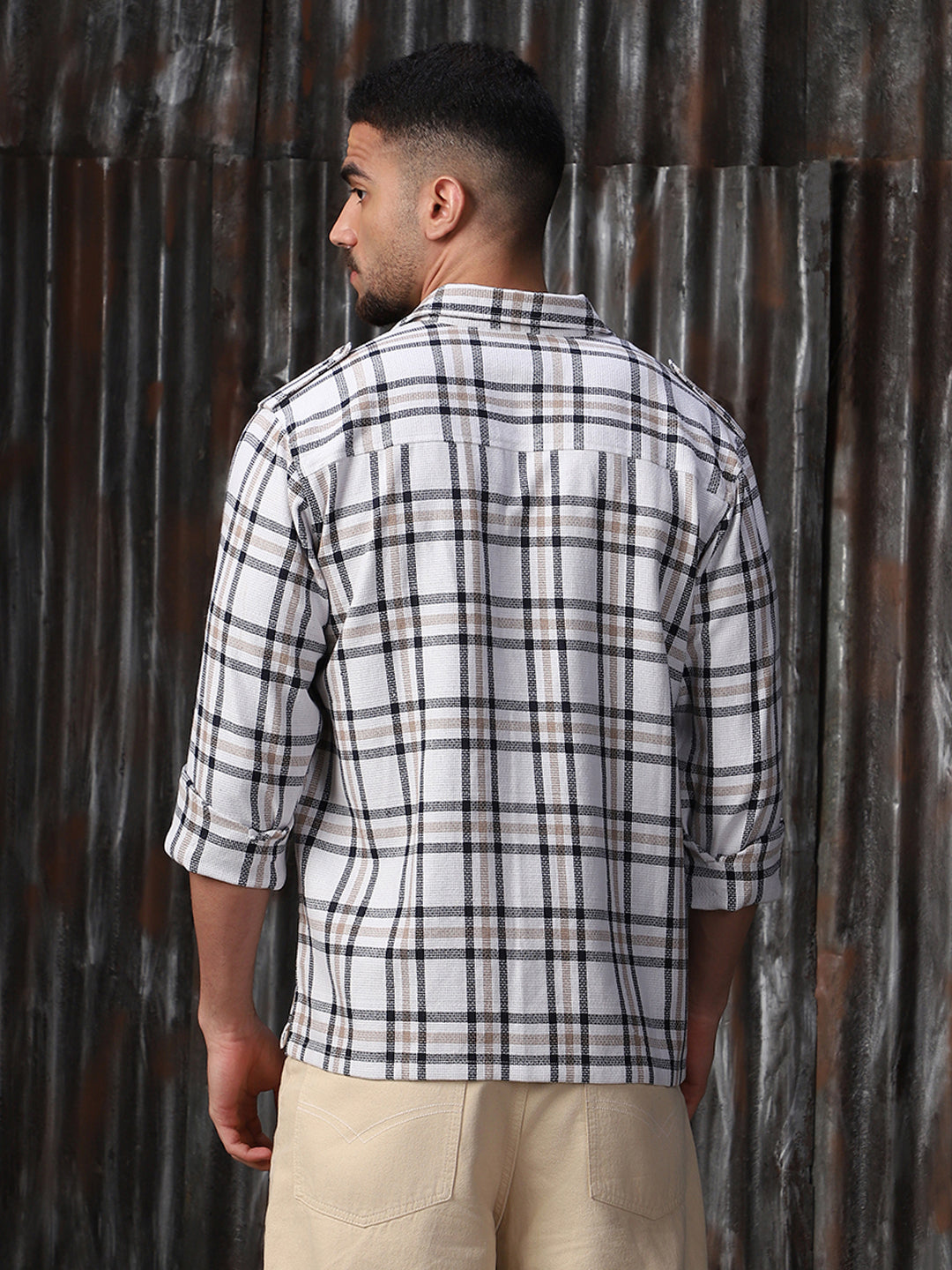 High Star Men Relaxed Opaque Checked Casual Shirt