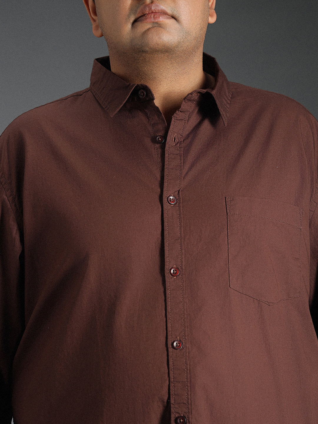 Plus Size Men Classic Spread Collar Cotton Casual Shirt