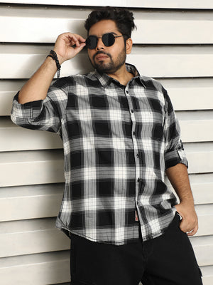 Plus Size Men Tartan Checks regular fit Casual Shirt