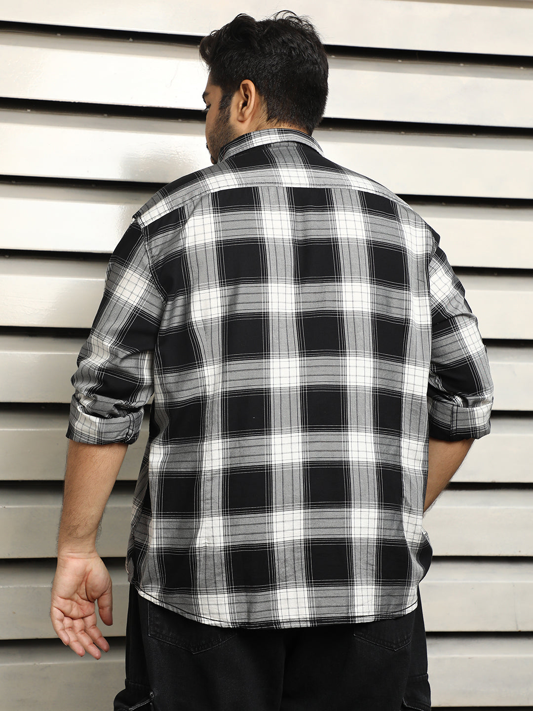 Plus Size Men Tartan Checks regular fit Casual Shirt