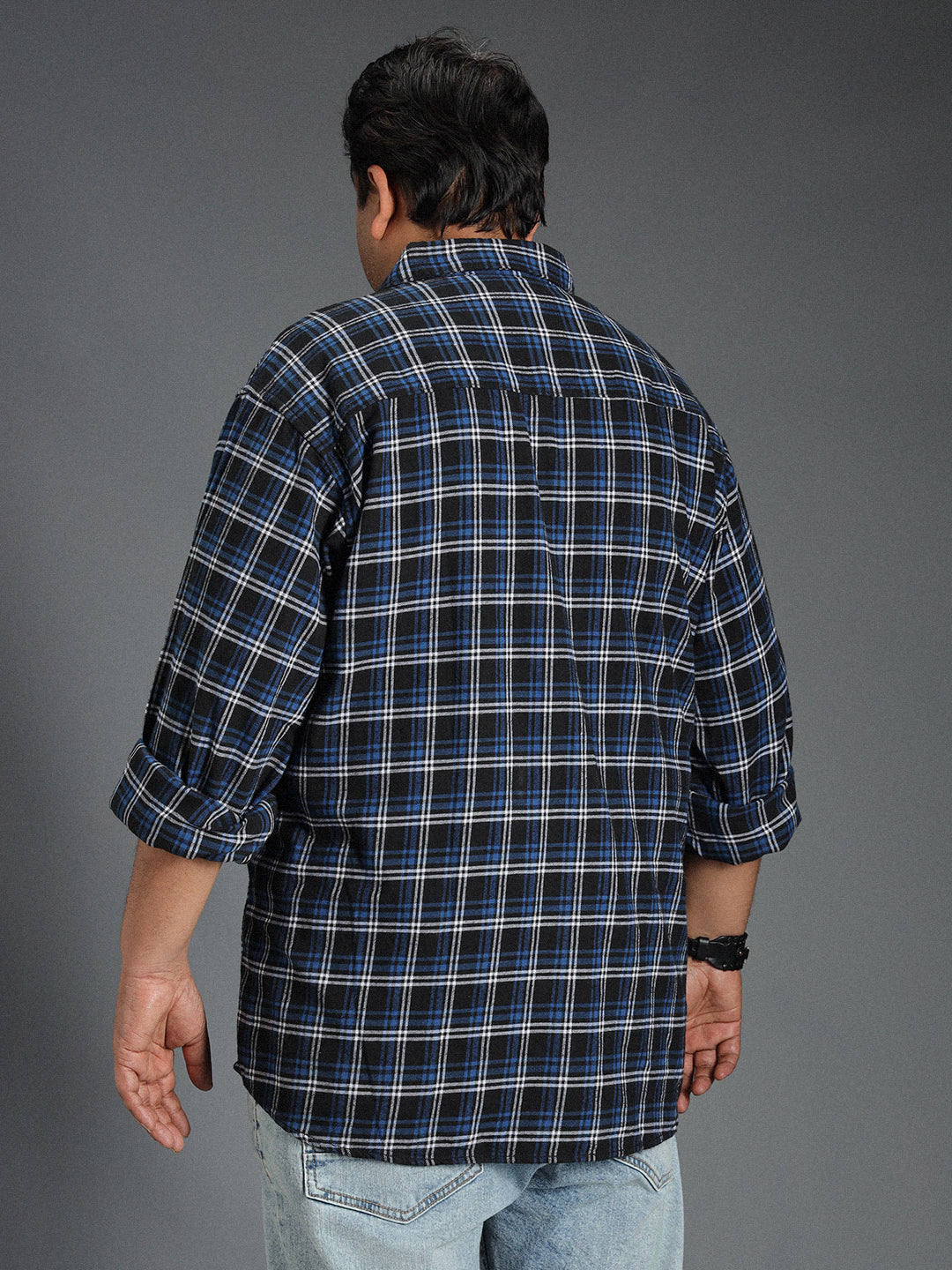 Plus Size Classic Checked Cotton Casual Shirt