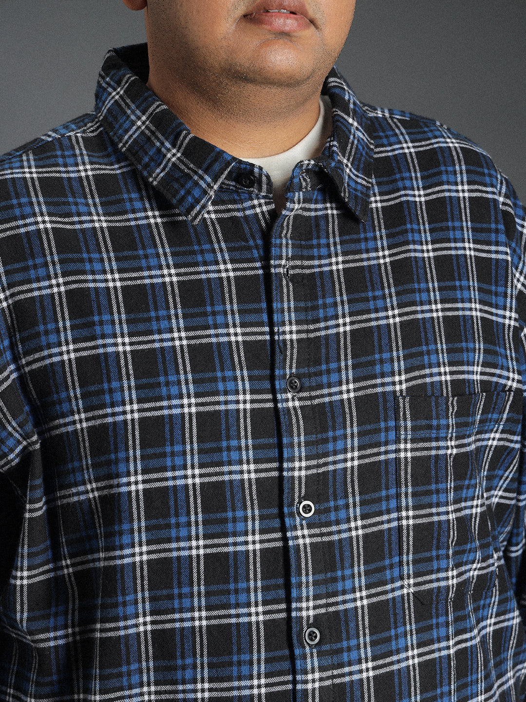 Plus Size Classic Checked Cotton Casual Shirt