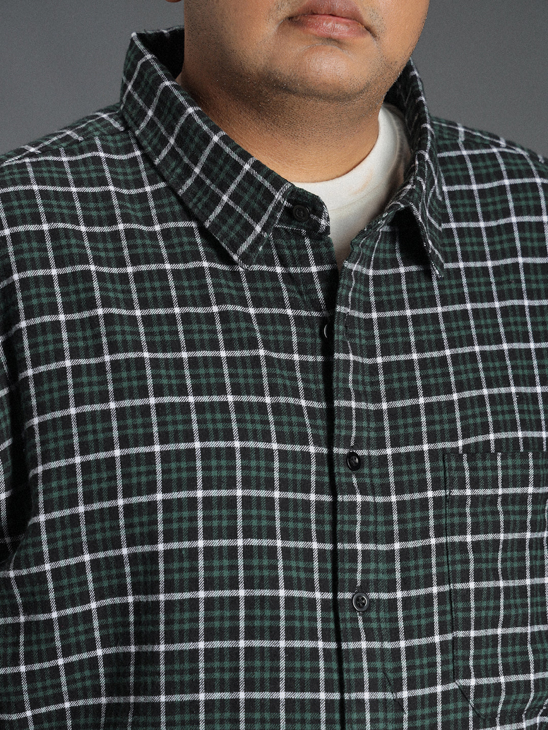 Plus Size Classic Grid Tattersall Checked Cotton Casual Shirt