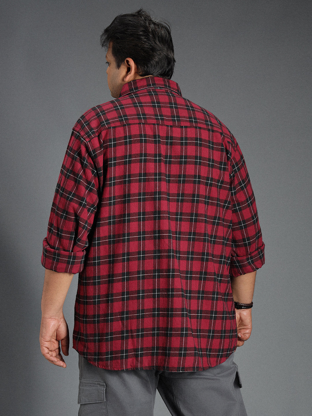 Plus Size Classic Tartan Checked Cotton Casual Shirt