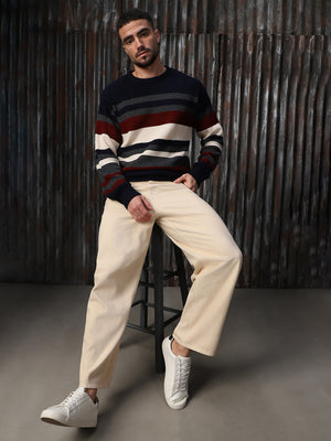 High Star Men Striped Pullover Sweaters