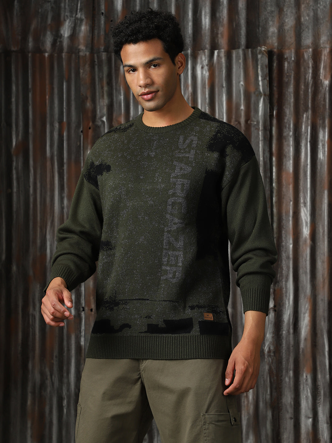 Men Knitted Acrylic Relaxed Fit  Round neck Long Sleeve Sweaters