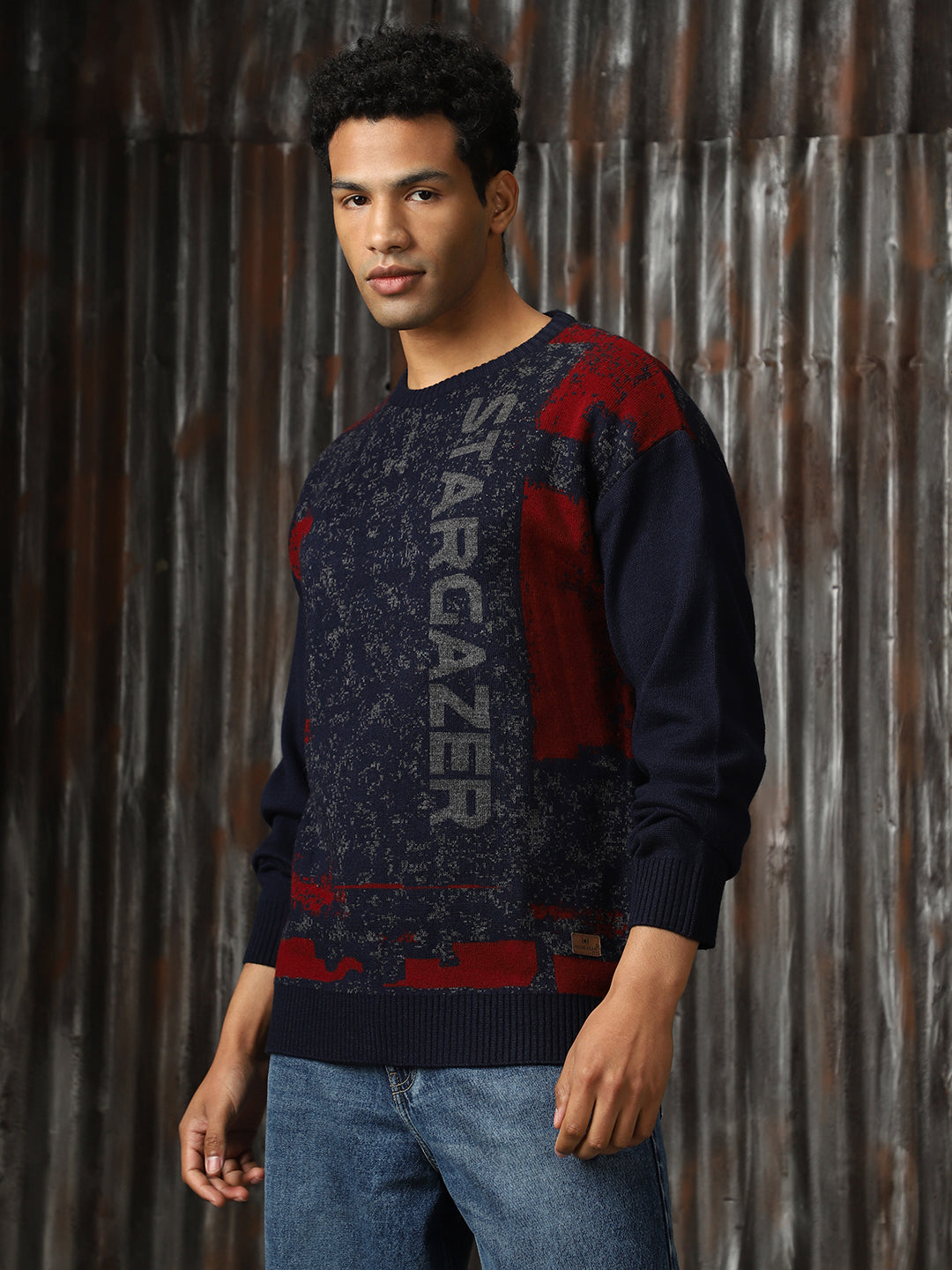 Men Knitted Acrylic Relaxed Fit  Round neck Long Sleeve Sweaters