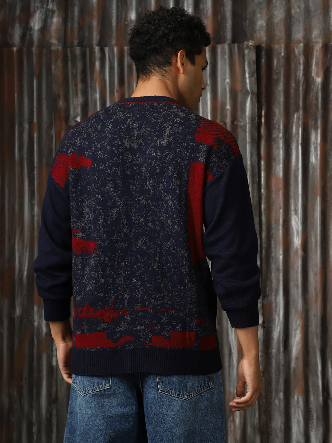 Men Knitted Acrylic Relaxed Fit  Round neck Long Sleeve Sweaters