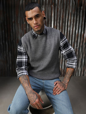 Men Knitted Acrylic Relaxed Fit  Round neck Sleeveless Sweaters