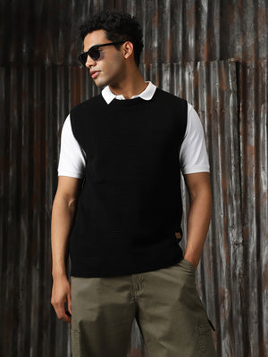 Men Knitted Acrylic Relaxed Fit  Round neck Sleeveless Sweaters