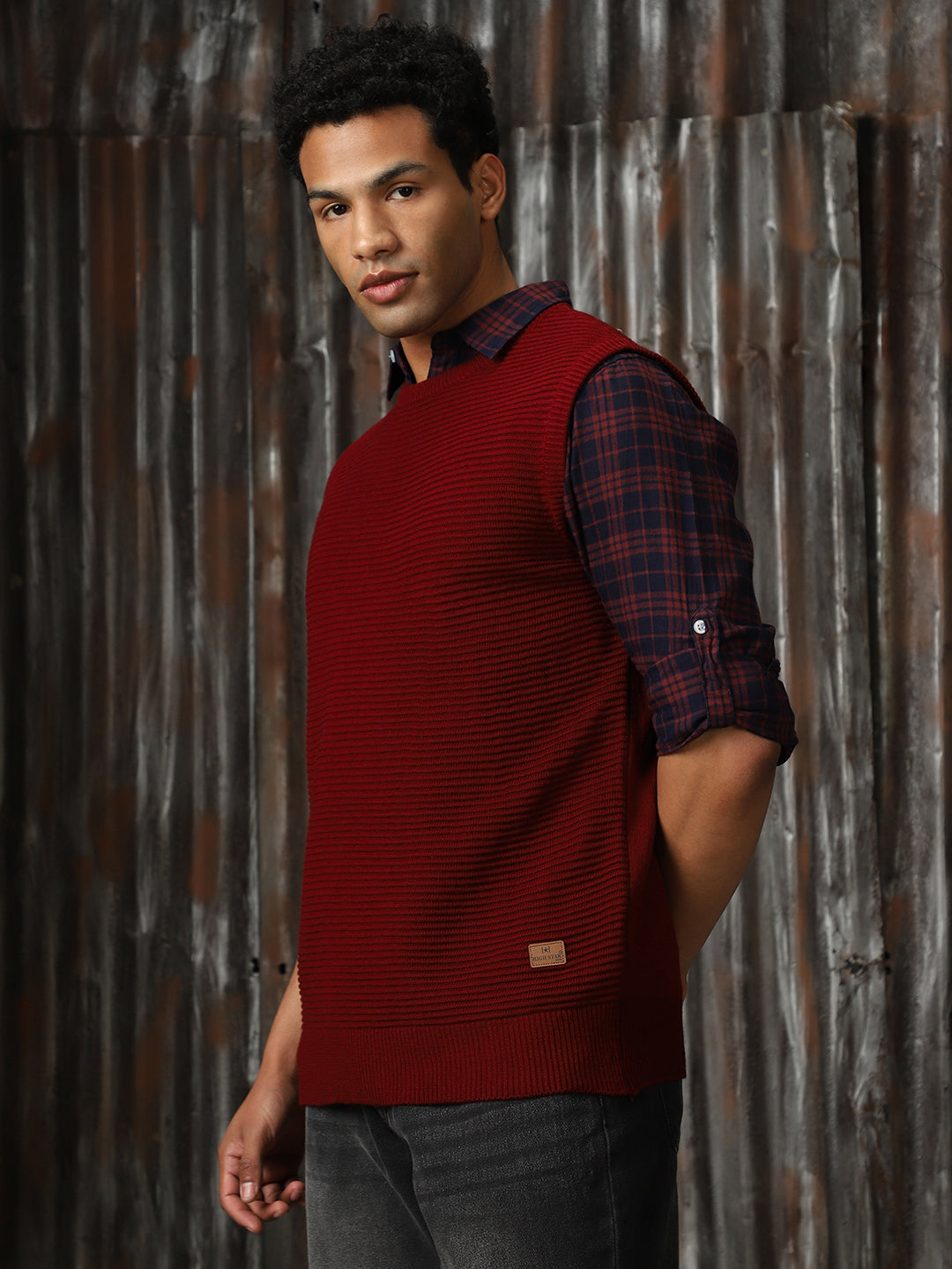 Men Knitted Acrylic Relaxed Fit  Round neck Sleeveless Sweaters